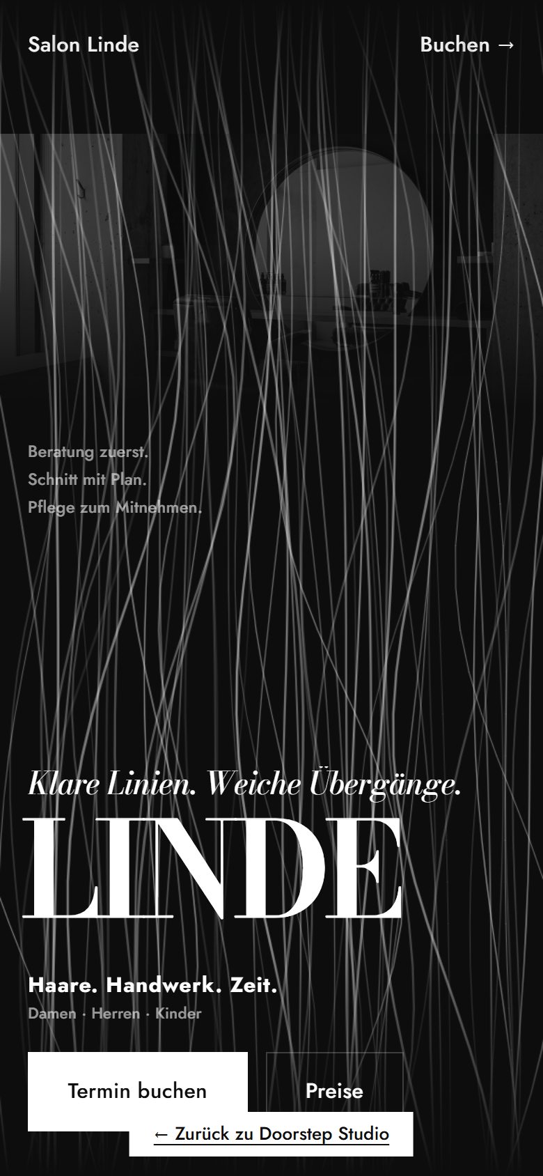 Handy-Ansicht der Beispielseite Salon Linde